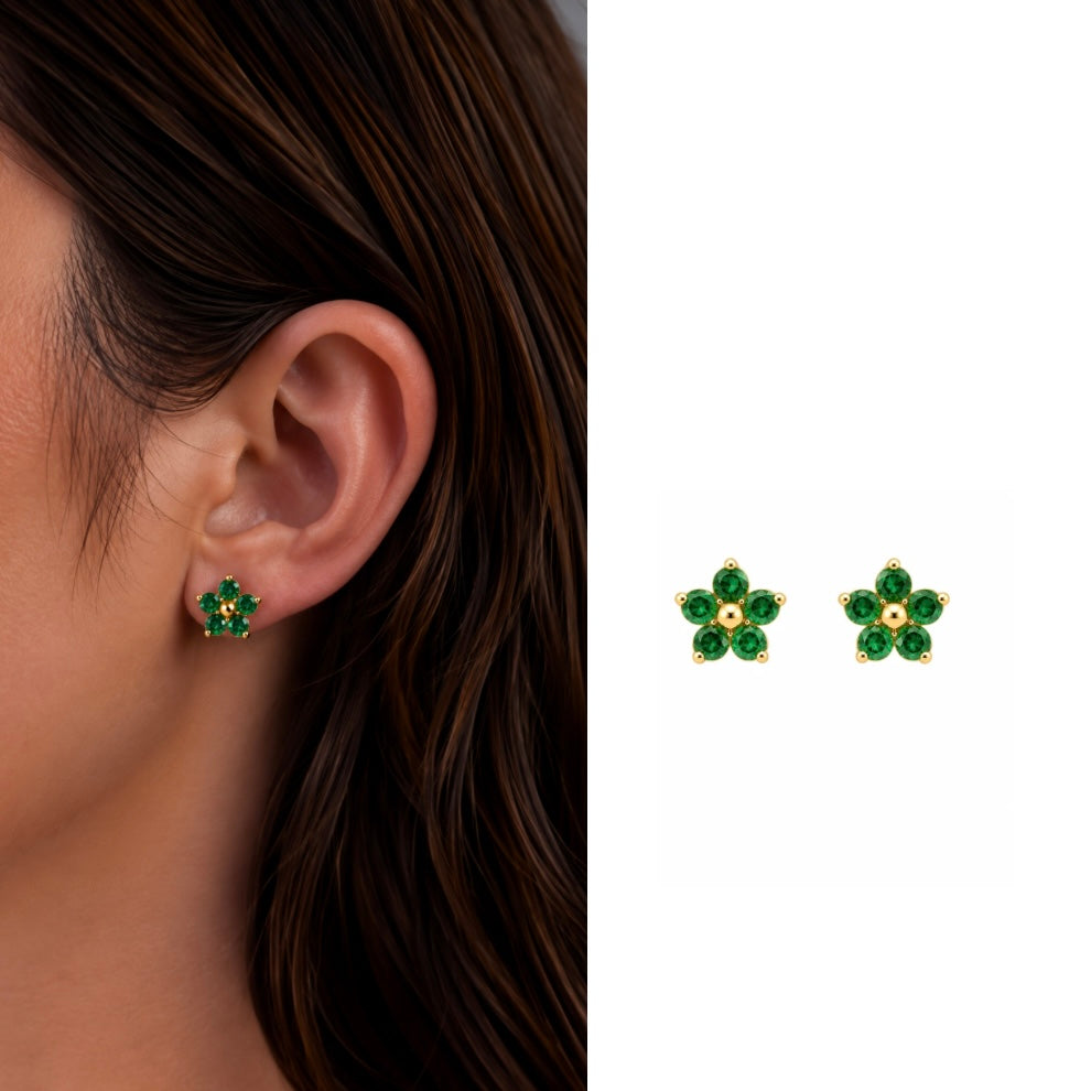 flora studs - green